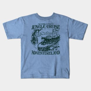 World Famous Jungle Cruise - Adventureland (Dark Green) Kids T-Shirt